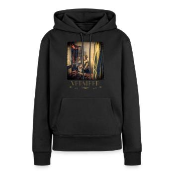 Jan vermeer Briefleserin Gemälde Coole Kunst - Frauen Premium Bio Hoodie - Schwarz - Vorne - Julia (174cm)