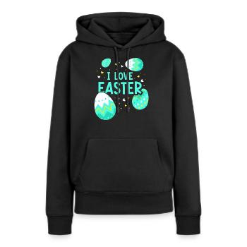 Ich Liebe Ostern Osterfest Osterei Osterhase - Frauen Premium Bio Hoodie - Schwarz - Vorne - Julia (174cm)