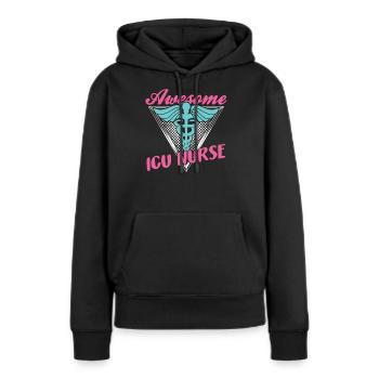 Grande infirmière en soins intensifs Soins intensifs - Sweat à capuche Premium bio Femme - noir - Devant - Julia (174cm)