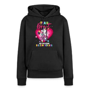 Team Braut wir eskalieren bis zum Schluss - Frauen Premium Bio Hoodie - Schwarz - Vorne - Julia (174cm)
