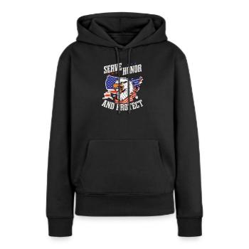 4. Juli Polizist dient Ehre und Schutz - Frauen Premium Bio Hoodie - Schwarz - Vorne - Julia (174cm)