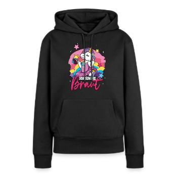 Junggesellinnenabschied Ich bin die Braut Einhorn - Frauen Premium Bio Hoodie - Schwarz - Vorne - Julia (174cm)