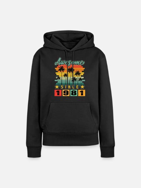 Awesome Since 1981 - Frauen Premium Bio Hoodie - Schwarz