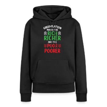 Greenflation riche riche plus riche et pauvre plus pauvre - Sweat à capuche Premium bio Femme - noir - Devant - Julia (174cm)