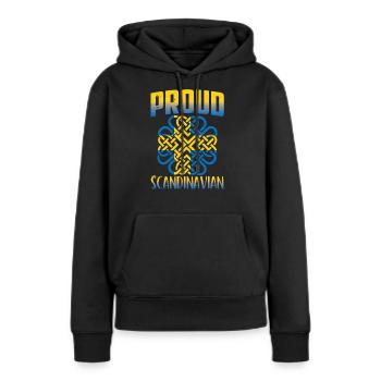 Fier Scandinave Suédois Scandinavie Nordique - Sweat à capuche Premium bio Femme - noir - Devant - Julia (174cm)