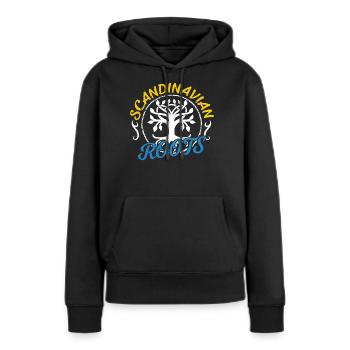 Racines scandinaves Scandinavie suédoise - Sweat à capuche Premium bio Femme - noir - Devant - Julia (174cm)
