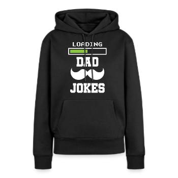 Papa Blague Papa Blague Père Blagues - Sweat à capuche Premium bio Femme - noir - Devant - Julia (174cm)
