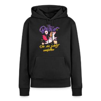 Team Braut Einhorn Die zuletzt umfallen - Frauen Premium Bio Hoodie - Schwarz - Vorne - Julia (174cm)