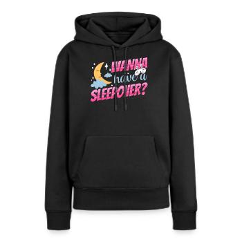 Envie d’une nuitée ? Nuit Party Sweet - Sweat à capuche Premium bio Femme - noir - Devant - Julia (174cm)
