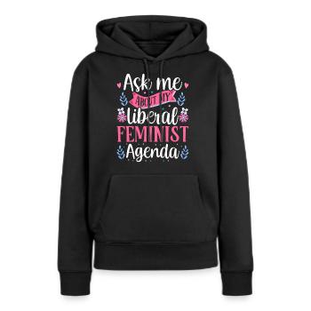 Agenda féministe libéral Féminisme féministe - Sweat à capuche Premium bio Femme - noir - Devant - Julia (174cm)