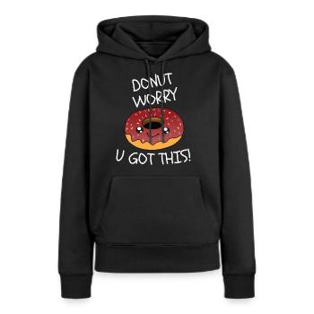 Donut Worry vous avez obtenu ceci - Sweat à capuche Premium bio Femme - noir - Devant - Julia (174cm)