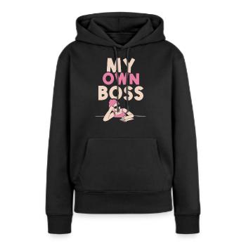 Mon propre patron Freelance freelance - Sweat à capuche Premium bio Femme - noir - Devant - Julia (174cm)