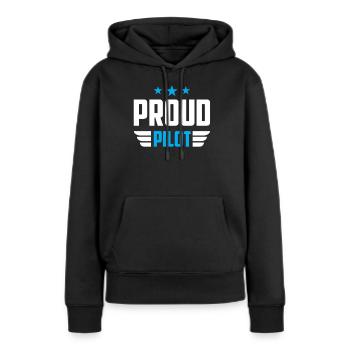 Fier pilote de petit avion avion léger Jet - Sweat à capuche Premium bio Femme - noir - Devant - Julia (174cm)