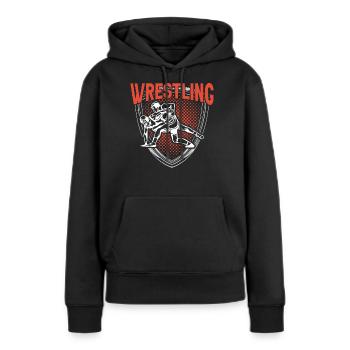Lutte Lutte Lutte Lutteur Lutteur - Sweat à capuche Premium bio Femme - noir - Devant - Julia (174cm)