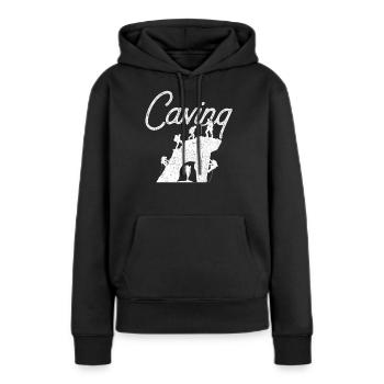 Grotte de spéléologie Grotte de spéléologie Randonnée dans la grotte - Sweat à capuche Premium bio Femme - noir - Devant - Julia (174cm)