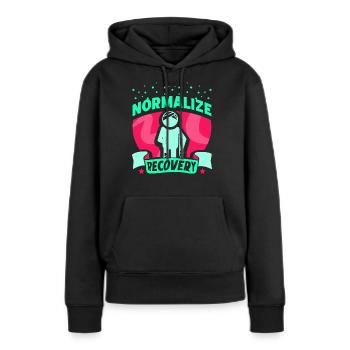 Wiederherstellung Normalisieren Erholung Erholen - Frauen Premium Bio Hoodie - Schwarz - Vorne - Julia (174cm)