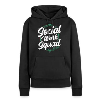 Équipe Travail social Travailleurs sociaux Travail social - Sweat à capuche Premium bio Femme - noir - Devant - Julia (174cm)