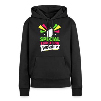 Travailleurs de l’enfance en difficulté Enseignants de l’enfance en difficulté - Sweat à capuche Premium bio Femme - noir - Devant - Julia (174cm)