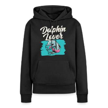 Amoureux des dauphins Dauphins Dauphins Dauphins - Sweat à capuche Premium bio Femme - noir - Devant - Julia (174cm)