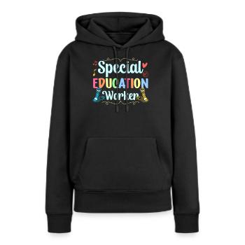 Travailleurs de l’enfance en difficulté Enseignants de l’enfance en difficulté - Sweat à capuche Premium bio Femme - noir - Devant - Julia (174cm)