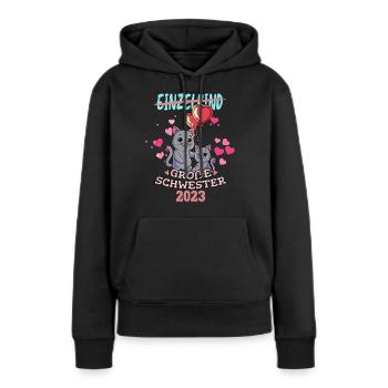 Einzelkind Große Schwester 2023 - Frauen Premium Bio Hoodie - Schwarz - Vorne - Julia (174cm)