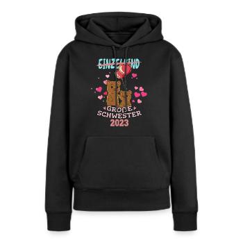 Einzelkind Große Schwester 2023 - Frauen Premium Bio Hoodie - Schwarz - Vorne - Julia (174cm)