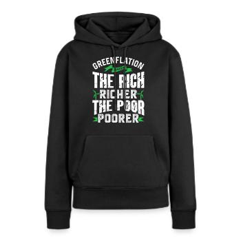 Greenflation riche riche et pauvre pauvre vert plus pauvre - Sweat à capuche Premium bio Femme - noir - Devant - Julia (174cm)