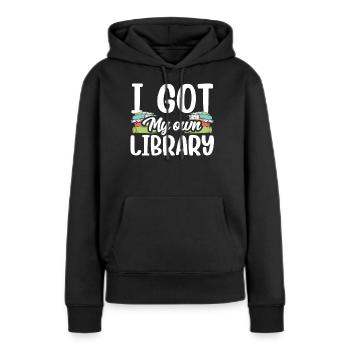 J’ai mon propre bibliothécaire - Sweat à capuche Premium bio Femme - noir - Devant - Julia (174cm)