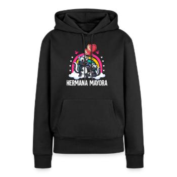 Grande sœur Zorrillo - Sweat à capuche Premium bio Femme - noir - Devant - Julia (174cm)