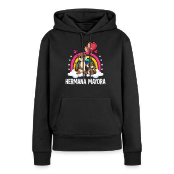 Die große Schwester Otter - Frauen Premium Bio Hoodie - Schwarz - Vorne - Julia (174cm)