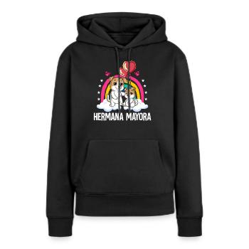 Große Schwester Hund - Frauen Premium Bio Hoodie - Schwarz - Vorne - Julia (174cm)