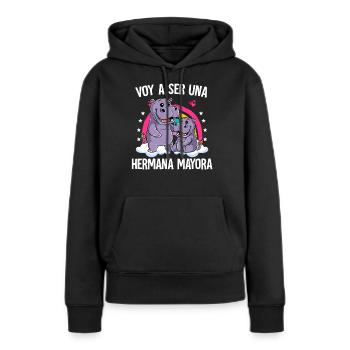 Ich werde große Schwester Nilpferd sein - Frauen Premium Bio Hoodie - Schwarz - Vorne - Julia (174cm)