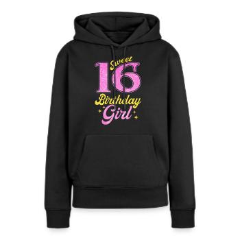 Fille du 16e anniversaire - Sweat à capuche Premium bio Femme - noir - Devant - Julia (174cm)