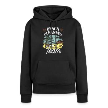Équipe de nettoyage de plage Nettoyage de plage Plage - Sweat à capuche Premium bio Femme - noir - Devant - Julia (174cm)
