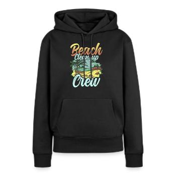 Équipe de nettoyage de plage Nettoyage de plage Plage - Sweat à capuche Premium bio Femme - noir - Devant - Julia (174cm)