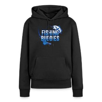 Amis pêcheurs Ami pêcheur Ami pêcheur - Sweat à capuche Premium bio Femme - noir - Devant - Julia (174cm)