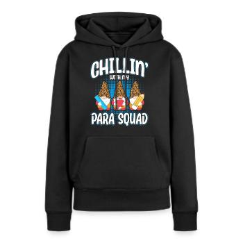 Chillin avec mon équipe para - Sweat à capuche Premium bio Femme - noir - Devant - Julia (174cm)