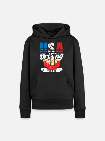 Usa Drinking Team - Frauen Premium Bio Hoodie - Schwarz