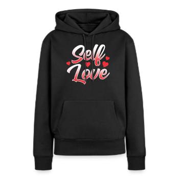 Amour de soi Doux Positif Amour de soi - Sweat à capuche Premium bio Femme - noir - Devant - Julia (174cm)