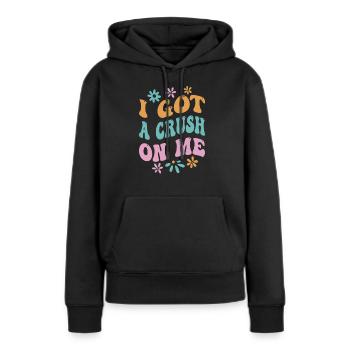 J’ai le béguin pour moi-même-amour doux - Sweat à capuche Premium bio Femme - noir - Devant - Julia (174cm)