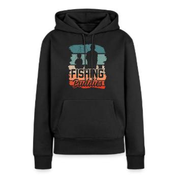 Amis de la pêche Ami de la pêche Ami de la pêche - Sweat à capuche Premium bio Femme - noir - Devant - Julia (174cm)