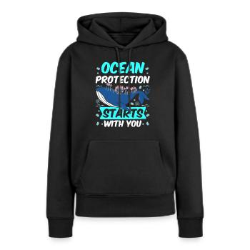 La protection des mers commence avec vous mer mer - Sweat à capuche Premium bio Femme - noir - Devant - Julia (174cm)