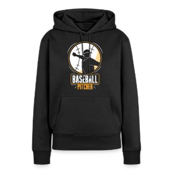 Lanceur de baseball Joueur de lanceur amateur - Sweat à capuche Premium bio Femme - noir - Devant - Julia (174cm)
