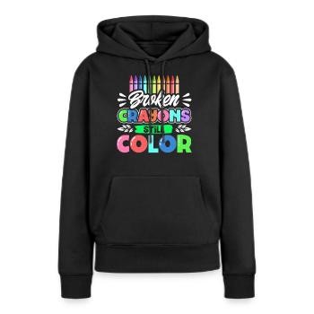 Les crayons cassés colorent encore - Sweat à capuche Premium bio Femme - noir - Devant - Julia (174cm)