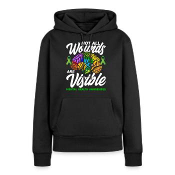 Toutes les plaies ne sont pas visibles - Sweat à capuche Premium bio Femme - noir - Devant - Julia (174cm)