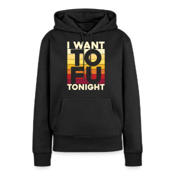 Je veux du tofu ce soir - Sweat à capuche Premium bio Femme - noir - Devant - Julia (174cm)