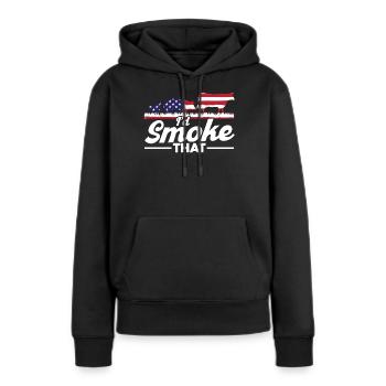 Id fumée qui - Sweat à capuche Premium bio Femme - noir - Devant - Julia (174cm)