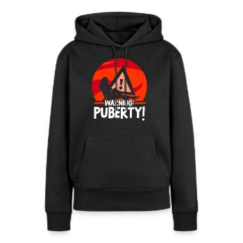 Avertissement: Adolescent adulte sarcastique de puberté - Sweat à capuche Premium bio Femme - noir - Devant - Julia (174cm)