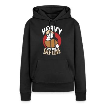 Amour de soi Amour de soi Doux Amour de soi Positif - Sweat à capuche Premium bio Femme - noir - Devant - Julia (174cm)