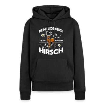Lederhose - Frauen Premium Bio Hoodie - Schwarz - Vorne - Julia (174cm)